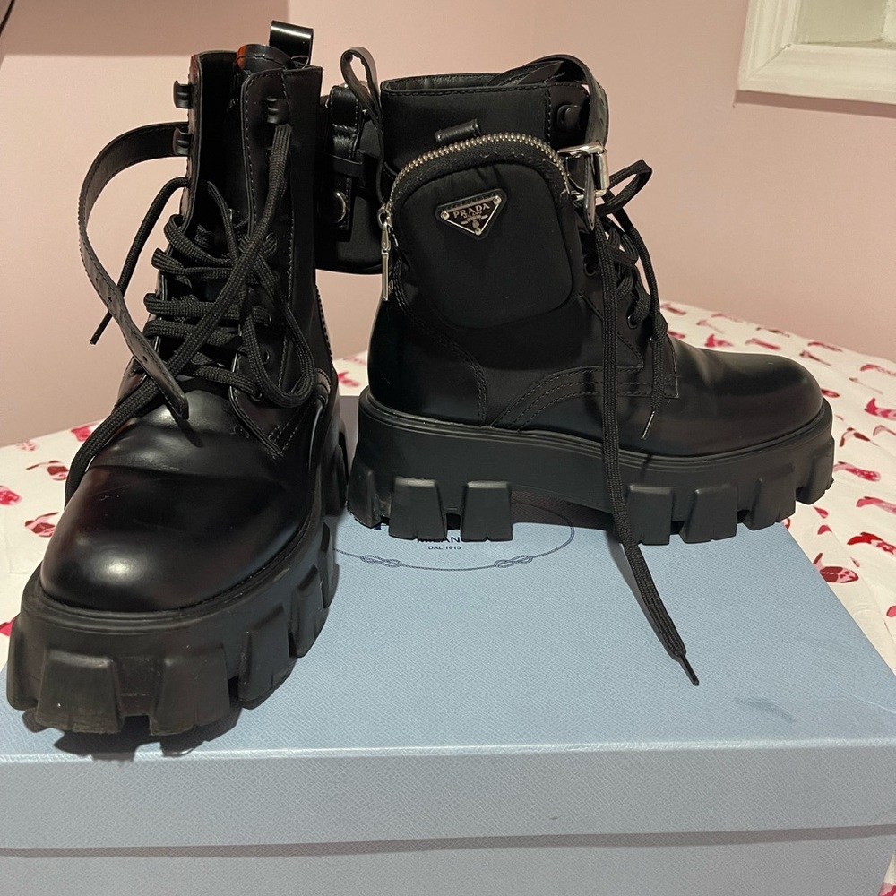 Prada Women's Black Combat Boots
